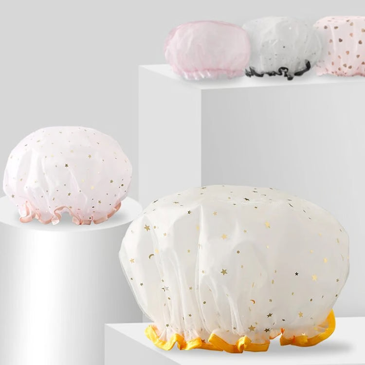 Double Layer Waterproof Shower Cap for Women – Reusable PVC Hair Protection Cap