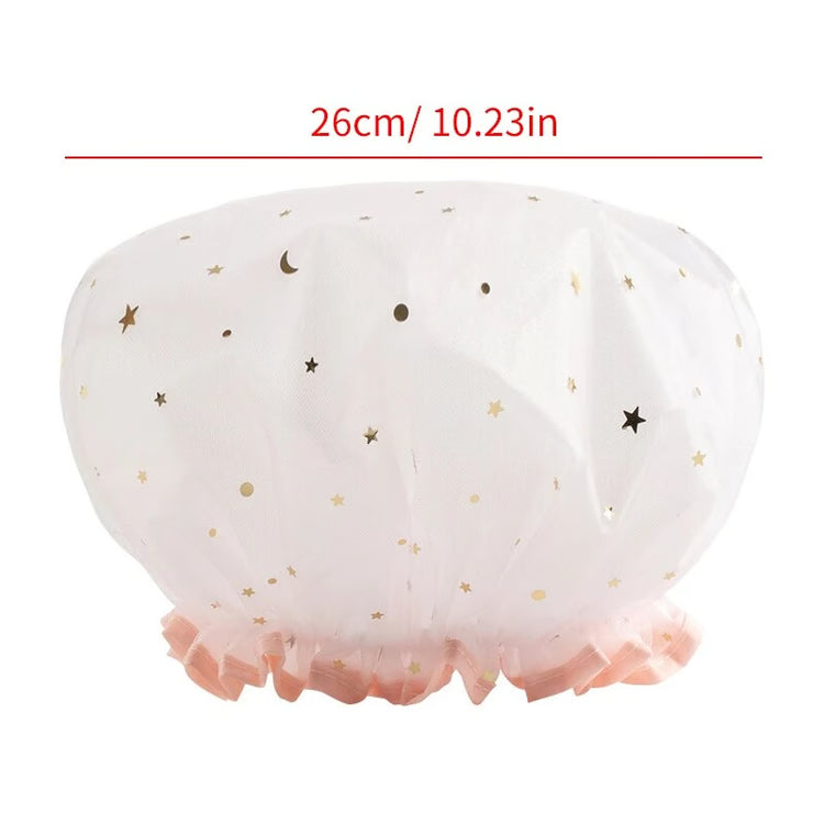 Double Layer Waterproof Shower Cap for Women – Reusable PVC Hair Protection Cap