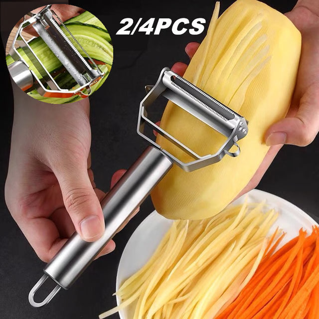 Stainless Steel Vegetable Peeler with Double-Head Design for Multi-Function Kitchen Use