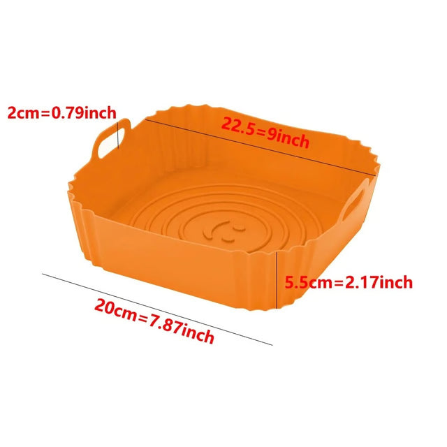 Silicone Air Fryer Basket Reusable Non Stick Pan Liner for Oven, Pizza & Fried Chicken Baking Tray Accessories