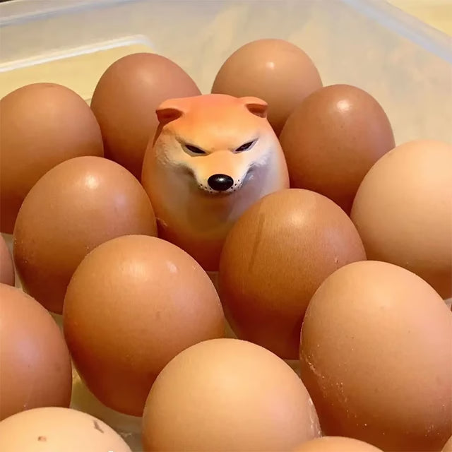 Creative Shiba Inu Egg Shape Desk Decor, Realistic PVC Dog, Egg Union Decoration for Home Office Fun Christmas Gift