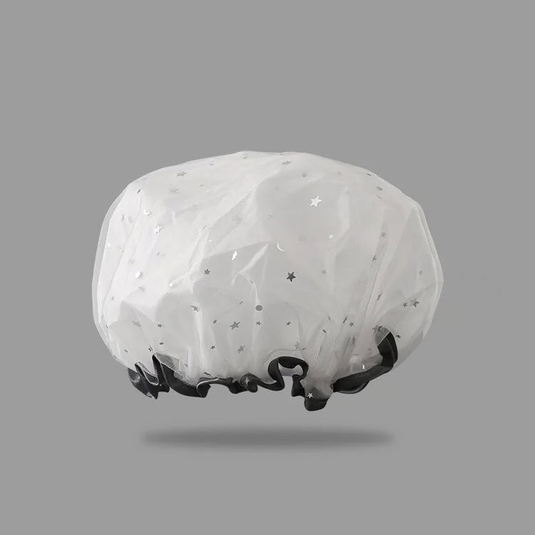 Double Layer Waterproof Shower Cap for Women – Reusable PVC Hair Protection Cap