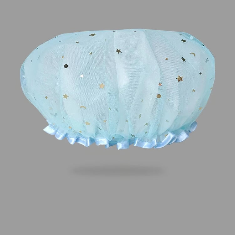Double Layer Waterproof Shower Cap for Women – Reusable PVC Hair Protection Cap