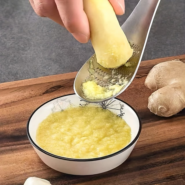 Stainless Steel Grater Spoon for Garlic, Ginger, and Vegetables Premium Kitchen Tool