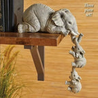 Elephant Hug Resin Figurine Set – 3-Piece Miniature Home Decor Gift