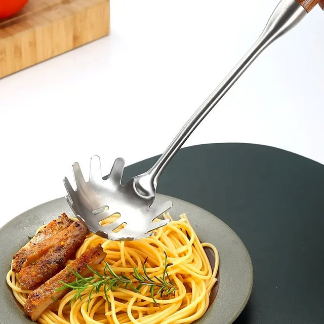 Stainless Steel Multifunctional Noodle Spoon & Strainer – The Ultimate Pasta Colander for Effortless Cooking