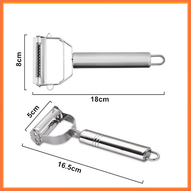 Stainless Steel Vegetable Peeler with Double-Head Design for Multi-Function Kitchen Use