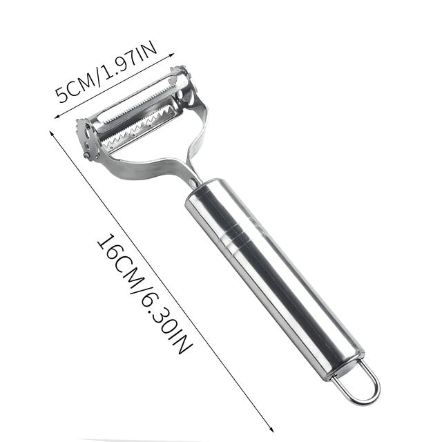 Stainless Steel Vegetable Peeler with Double-Head Design for Multi-Function Kitchen Use