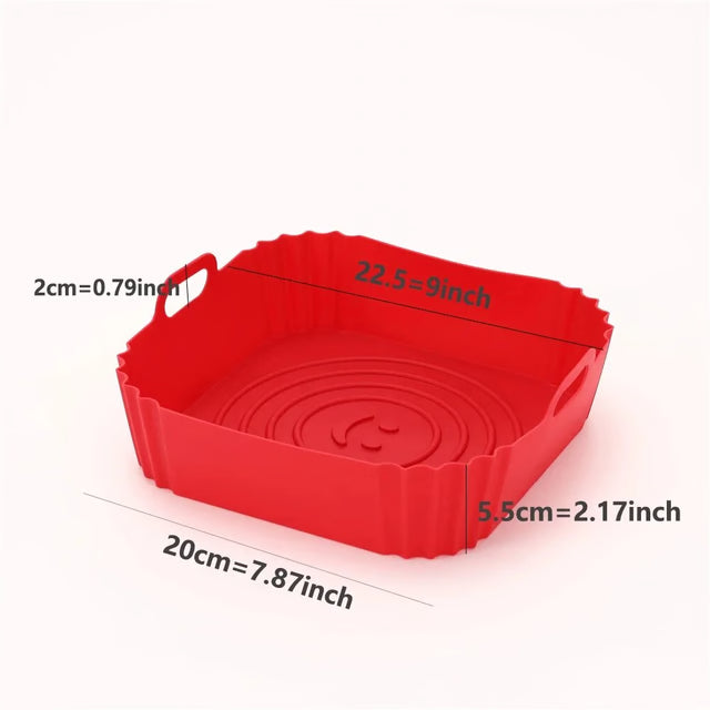 Silicone Air Fryer Basket Reusable Non Stick Pan Liner for Oven, Pizza & Fried Chicken Baking Tray Accessories