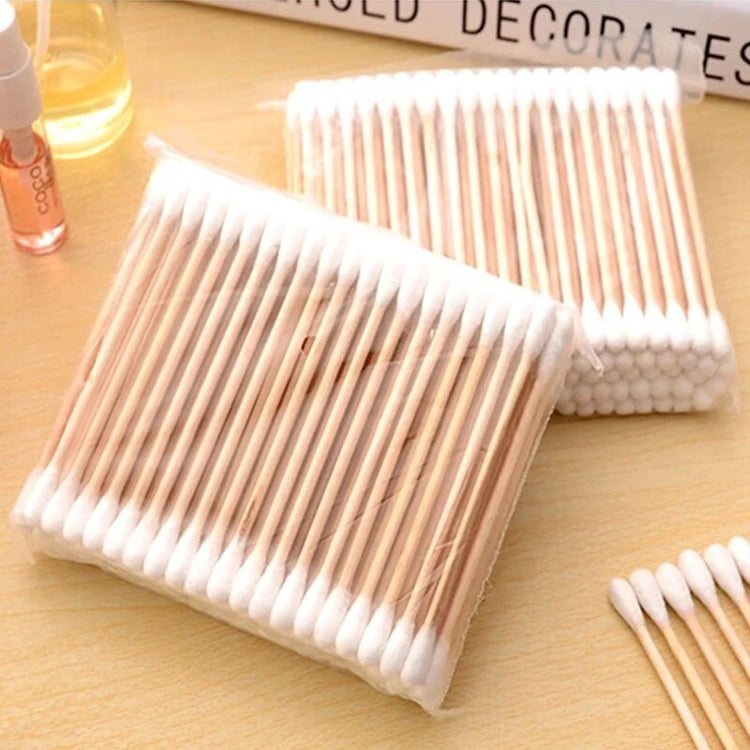 Natural Double-Head Wooden Cotton Swabs – 500pcs for Makeup, Personal Care & Precision Cleaning