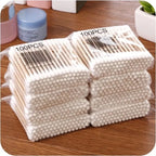 Natural Double-Head Wooden Cotton Swabs – 500pcs for Makeup, Personal Care & Precision Cleaning